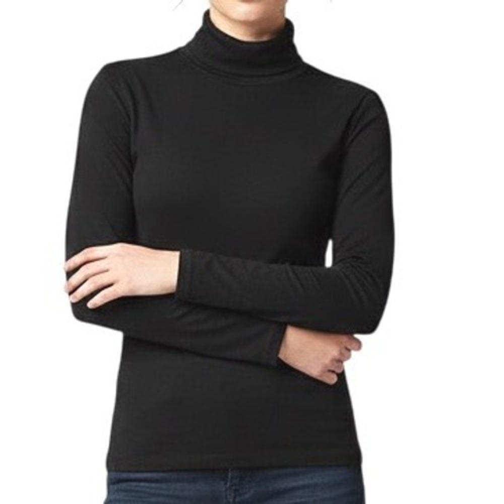 One Girl Who Black Long Sleeve Turtleneck Top Women's Size Medium